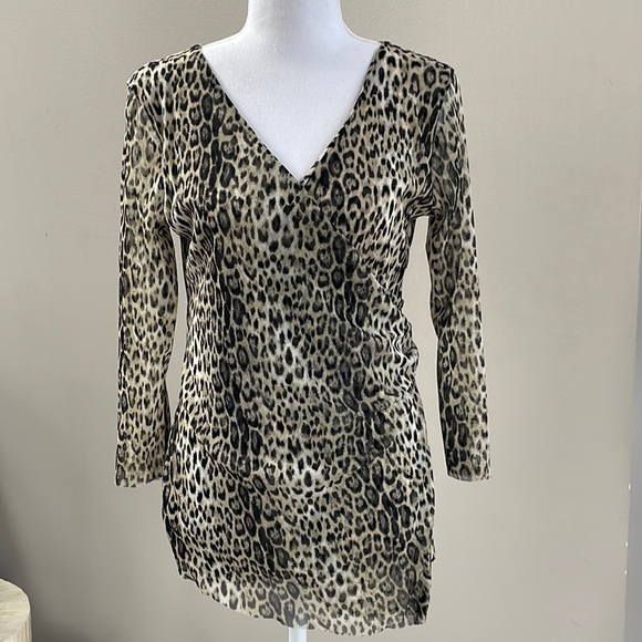 Leopard Print Sheer Blouse, Size M - Picture 1 of 6
